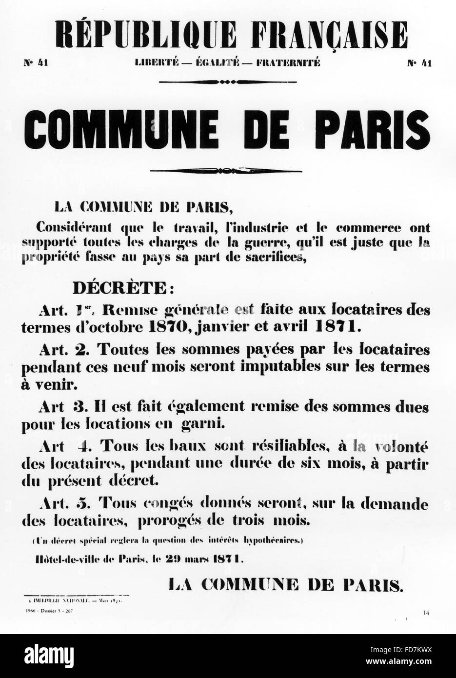 Paris Kommune, 1871 Stockfoto