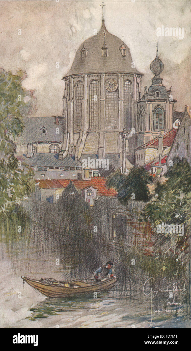 MALINES (MECHELEN): Die Kirche der Muttergottes von Hanswijk. Belgien, print 1916 Stockfoto