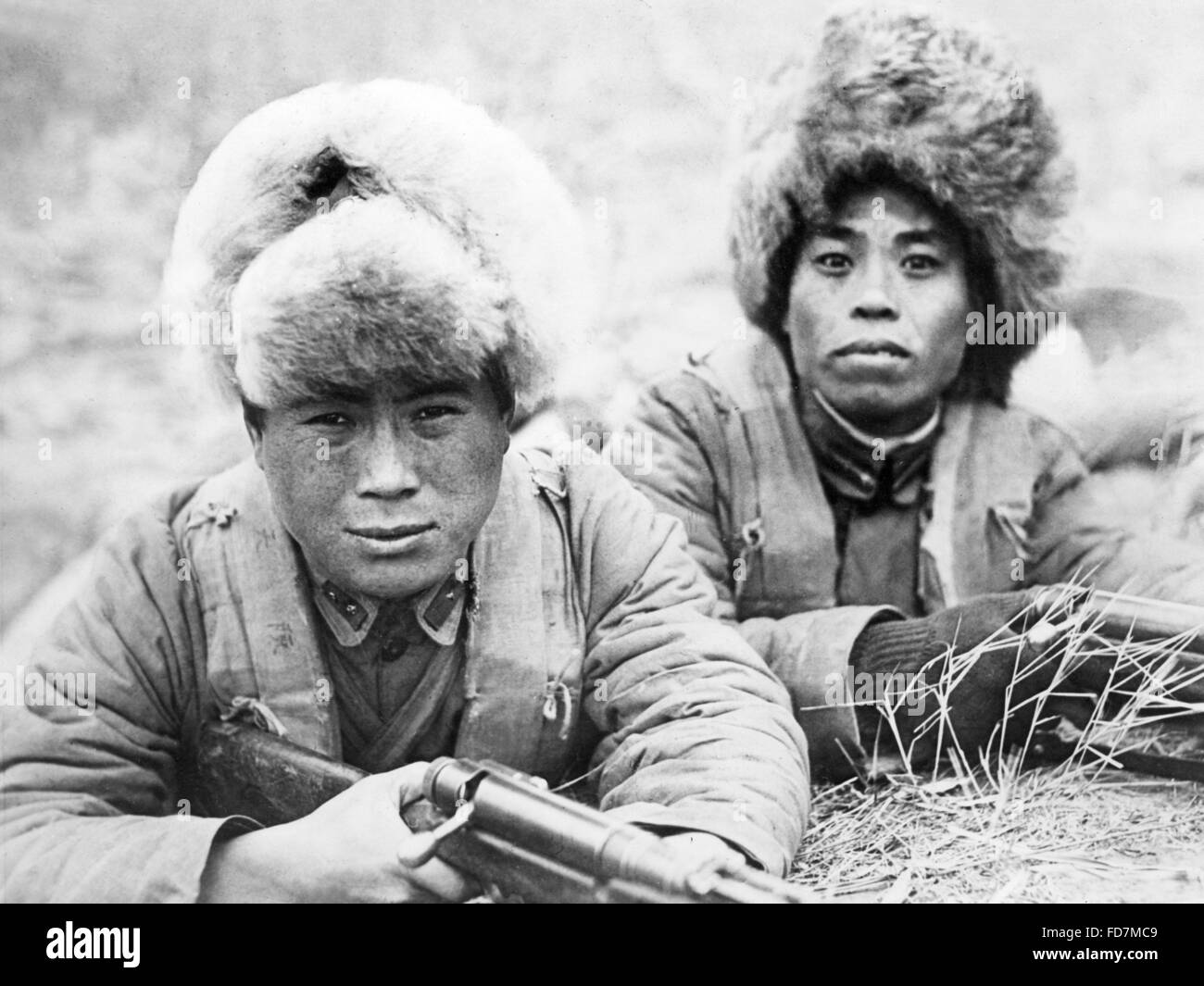 Chinesische Soldaten in Mukden in der Mandschurei, 1932 Stockfoto