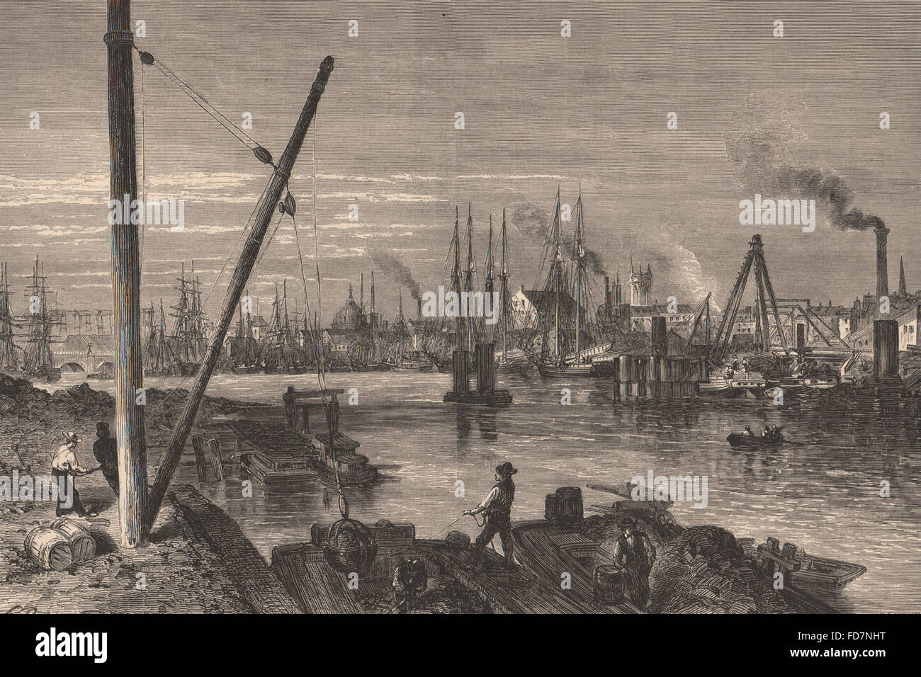 PHILADELPHIA: View from Below die neue Süd-Straße-Brücke, Antique print 1874 Stockfoto