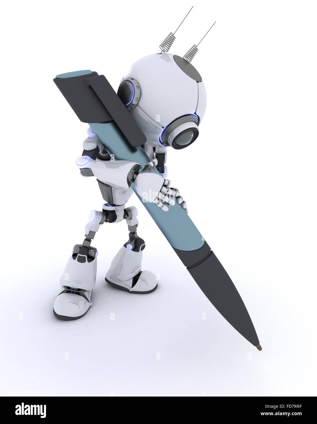 3d Rendern Einer Roboter Schrift Mit Einem Stift Stockfotografie Alamy