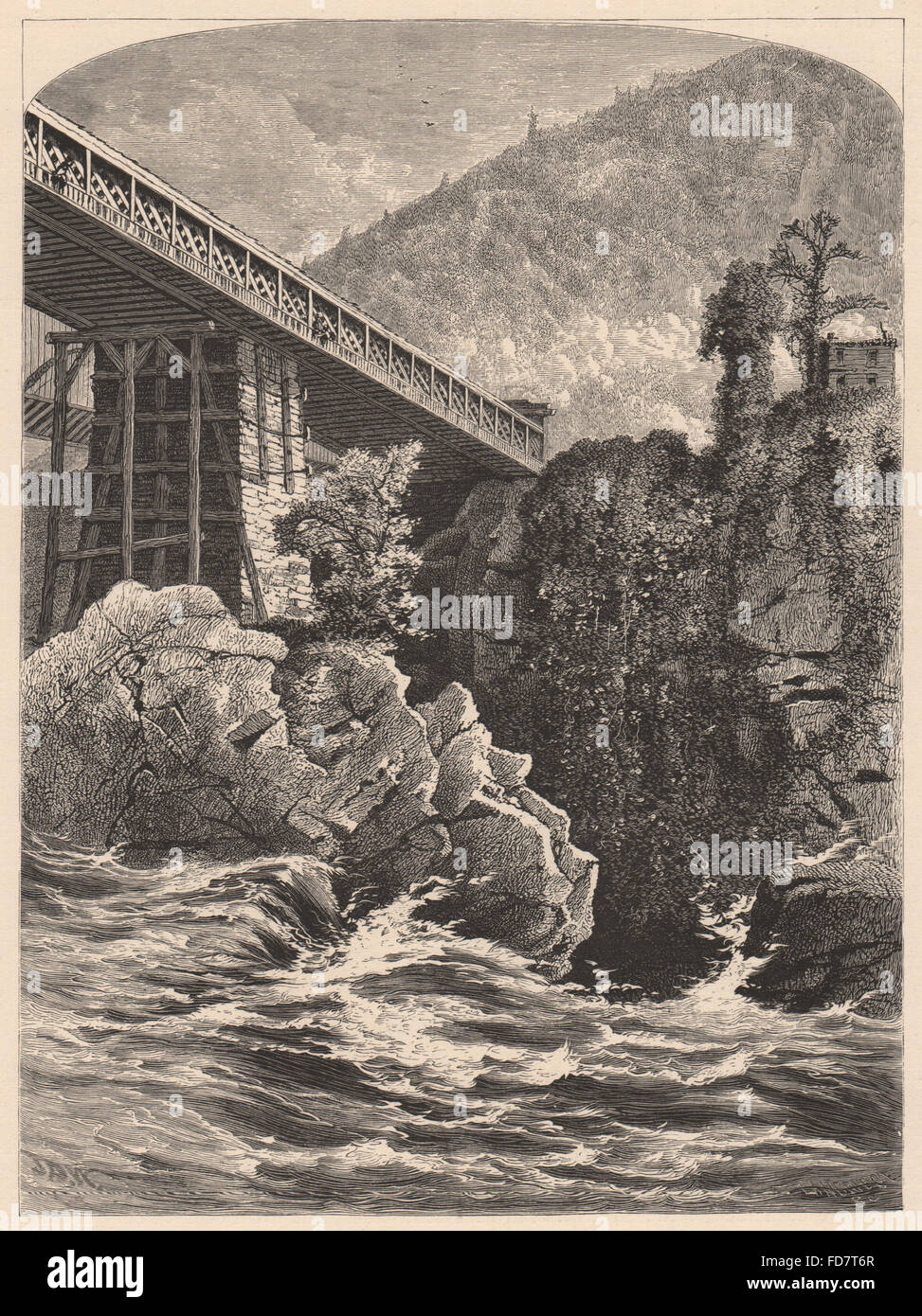 VERMONT: West Branch von Bellows Falls, antique print 1874 Stockfoto