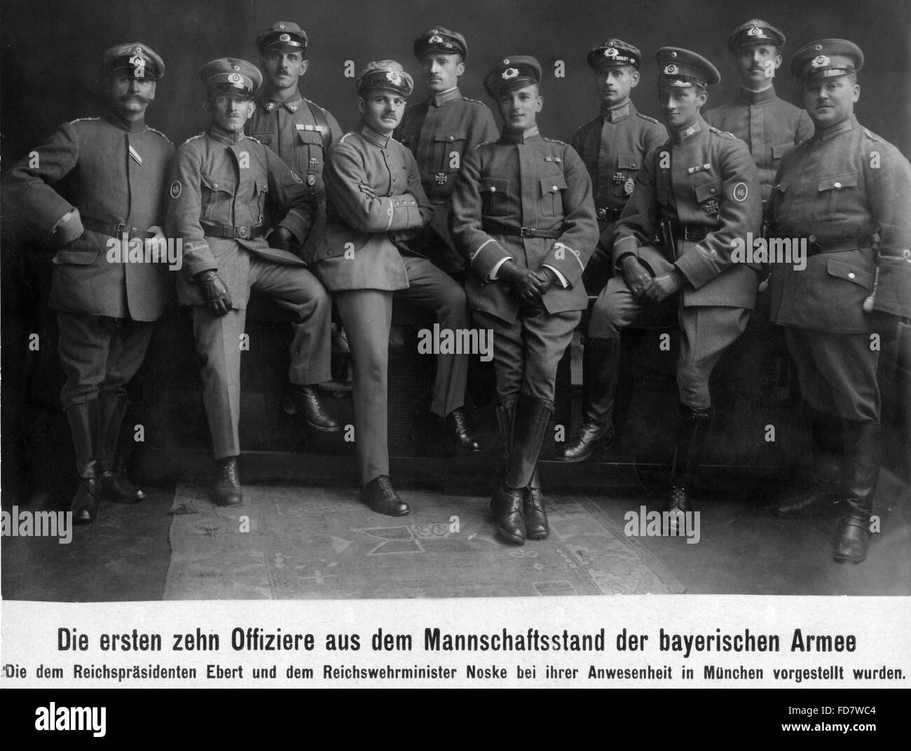 Zehn bayerische Offiziere in die neue Reichswehr, 1919 Stockfoto