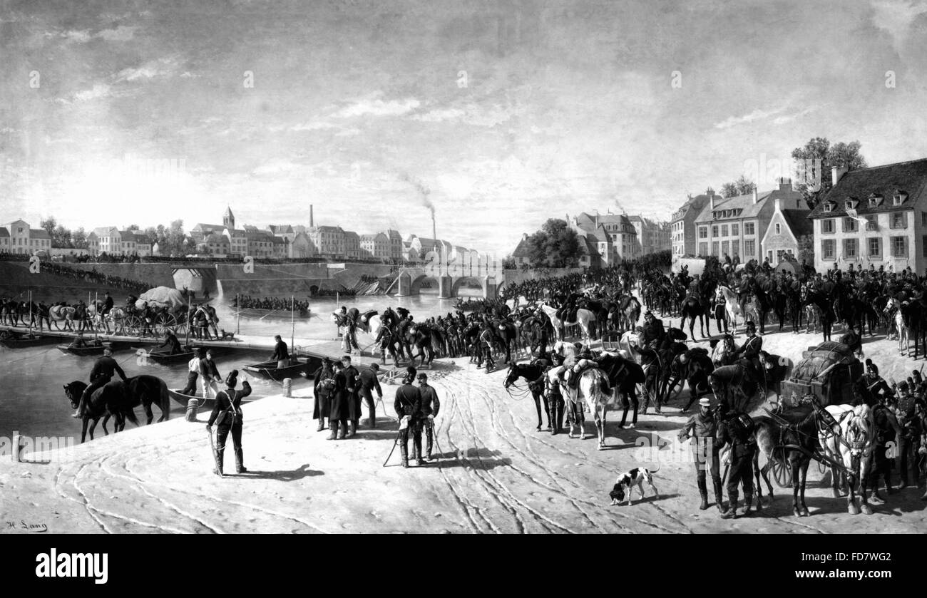 Die deutsche Armee überquerte die Seine bei Corbeil, 1870 Stockfoto