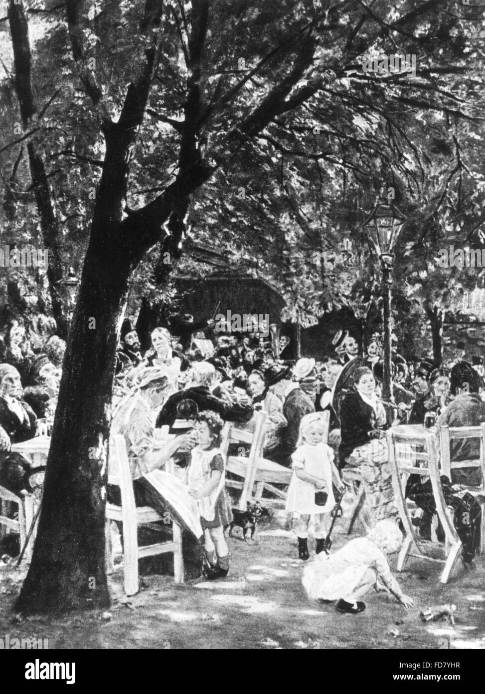 Nachmittagskonzert in einem Biergarten in München Stockfoto