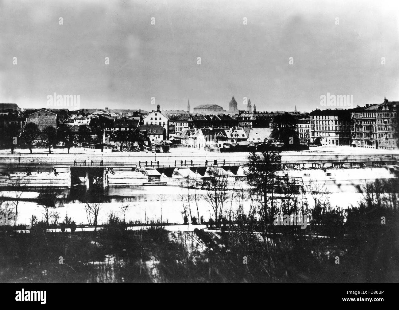Wehrsteg über die Isar in München, 1898 Stockfoto