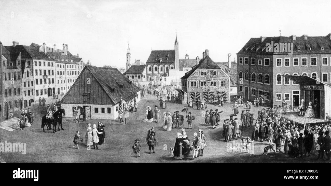 Komödianten auf dem Anger in München, 1780 Stockfoto