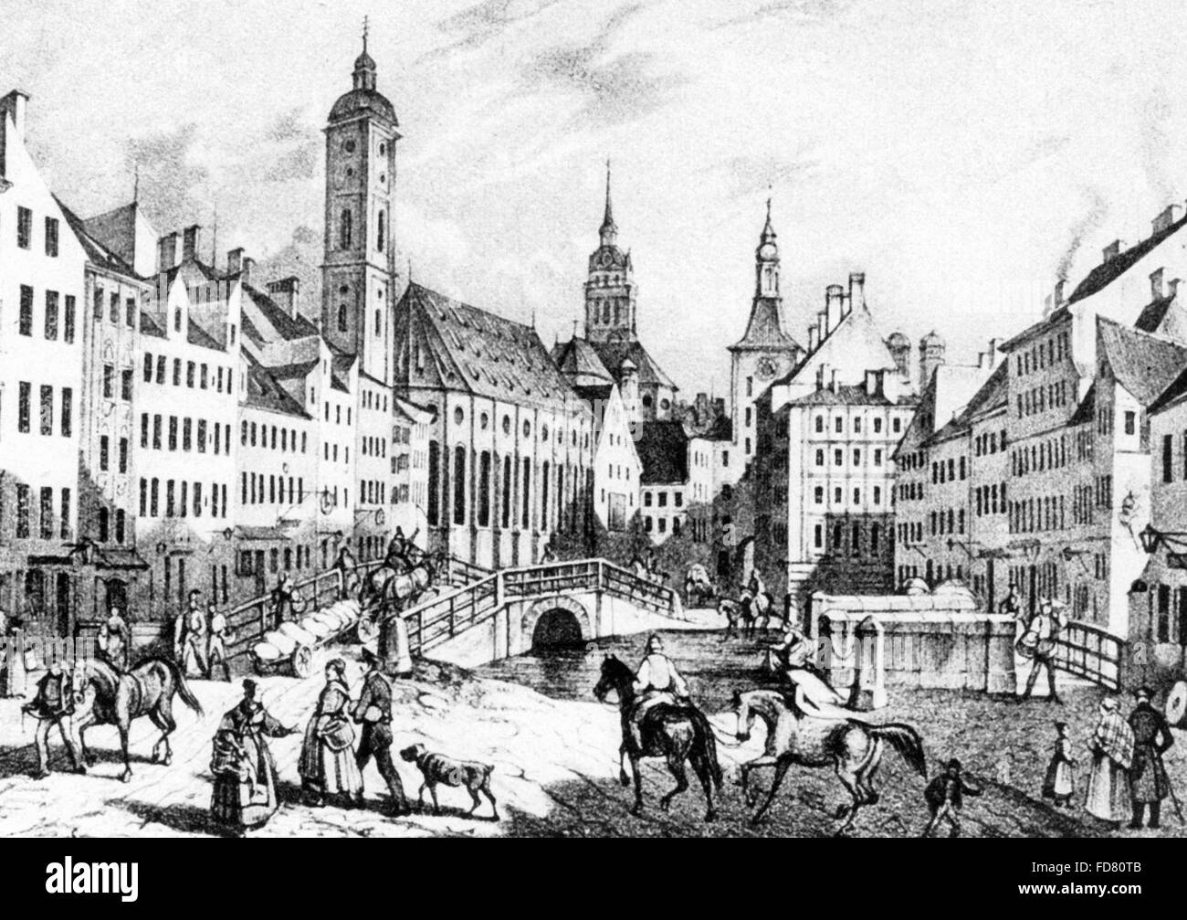 Die Münchner Tal um 1830 Stockfoto