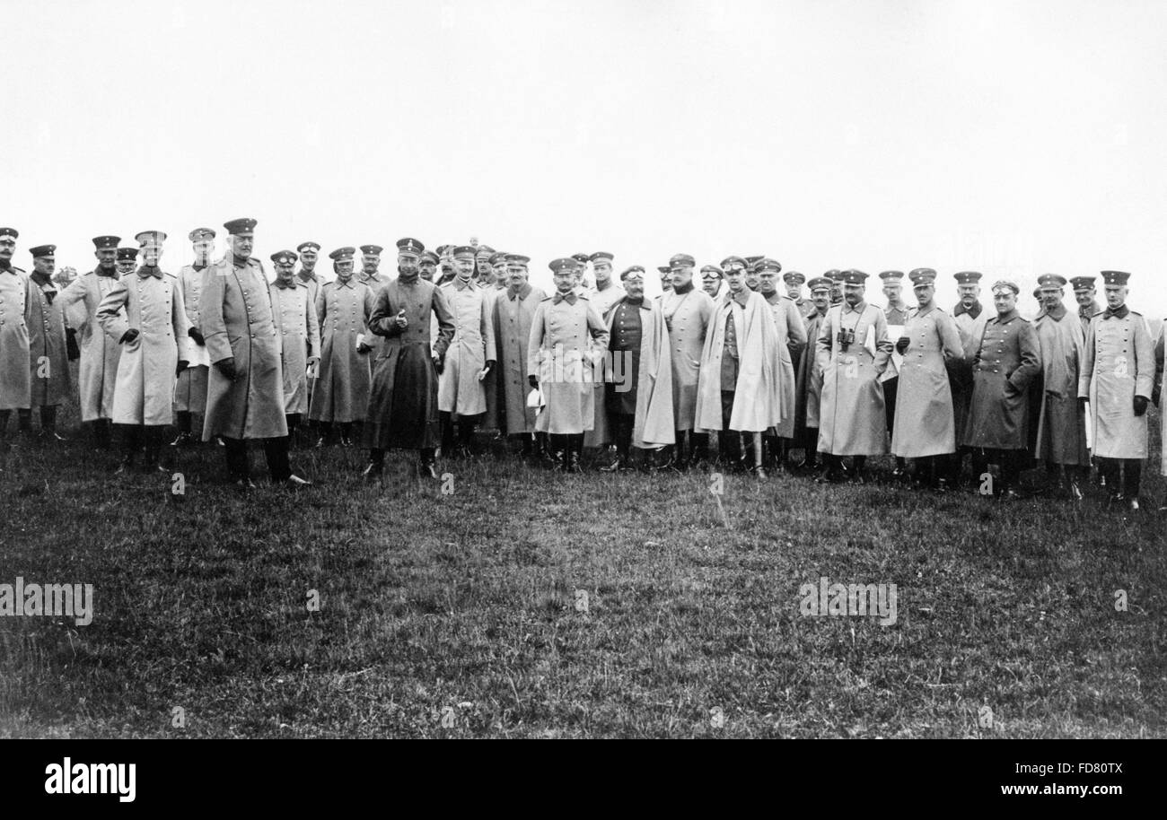 Der deutsche Generalstab auf dem ehemaligen Schlachtfeld von Gravelotte, 1914 Stockfoto