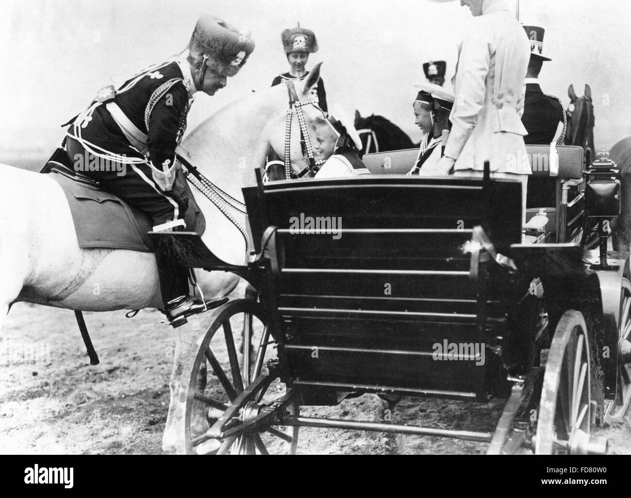 Kaiser Wilhelm II. mit Louis Ferdinand und Wilhelm, 1912 Stockfoto