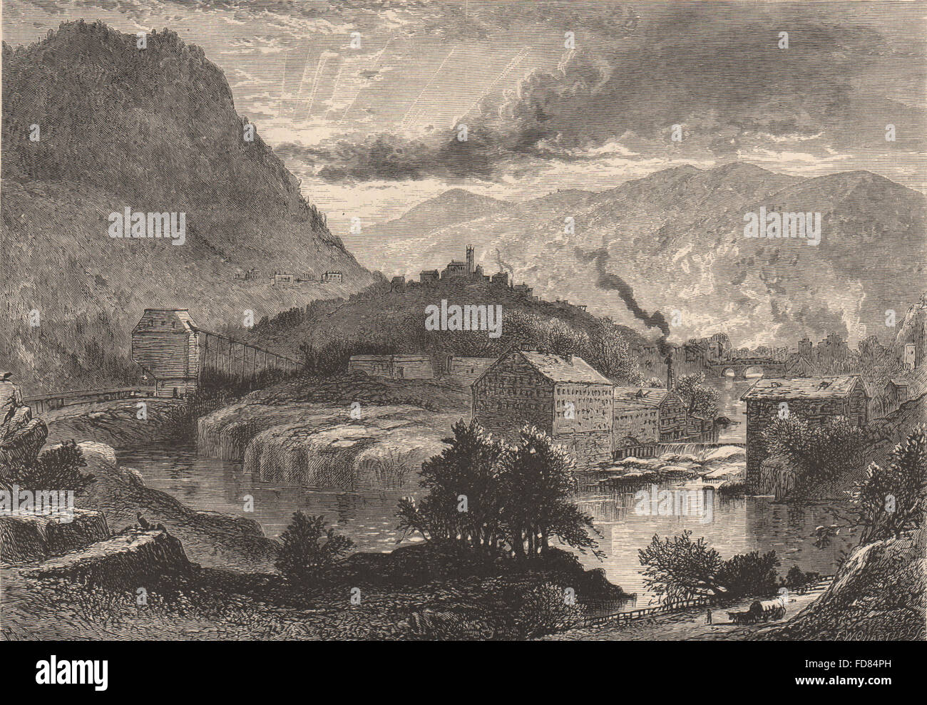 LITTLE FALLS, NY: Blick auf die Stadt. New York State, antiken print 1874 Stockfoto
