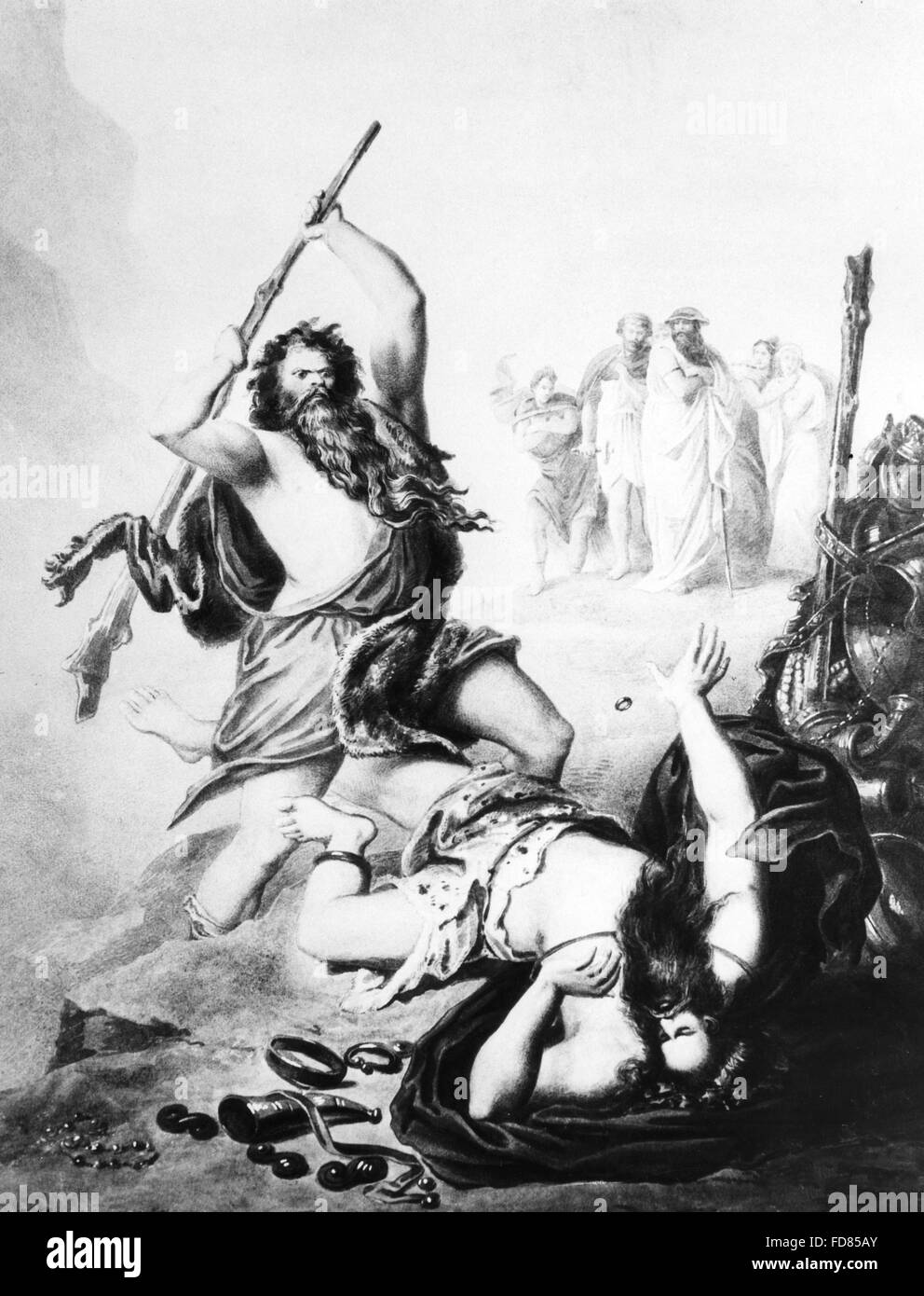 Kampf der Giganten aus der Nibelungen-Saga Stockfoto