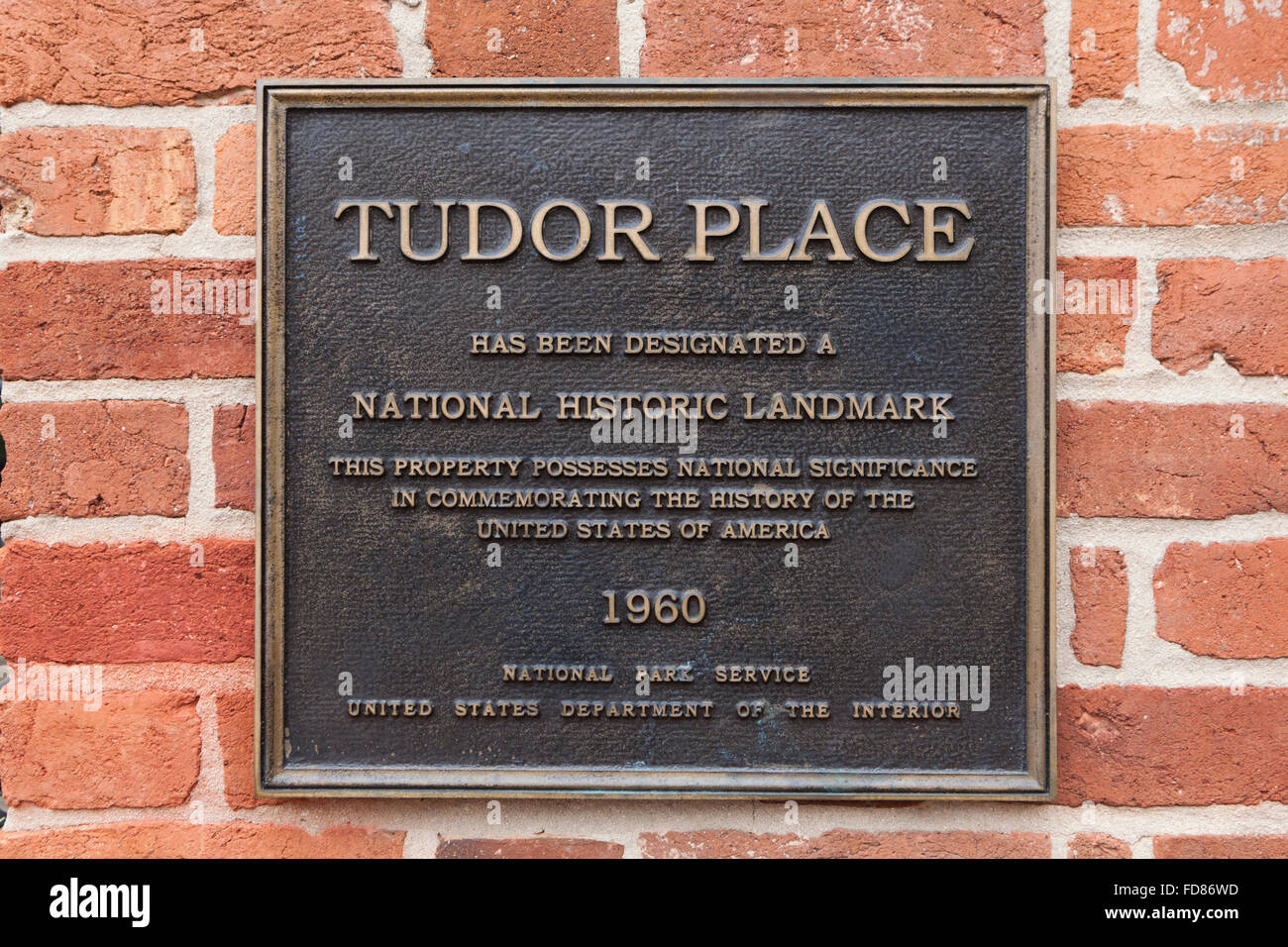 Tudor Hotel National Historic Landmark Plaque - Washington, DC USA Stockfoto