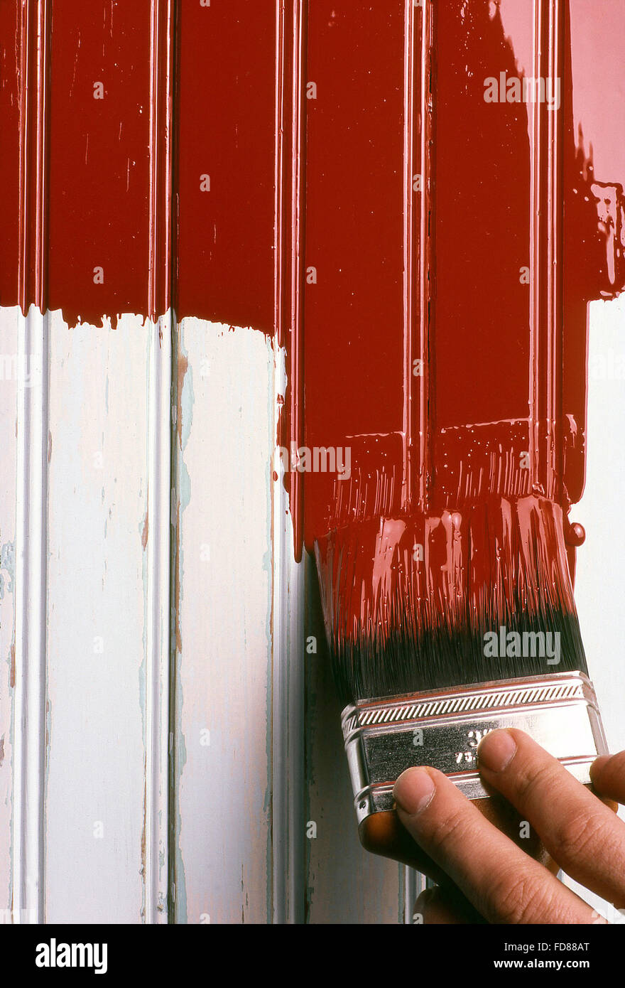 Mann Malerei Wand Stockfoto