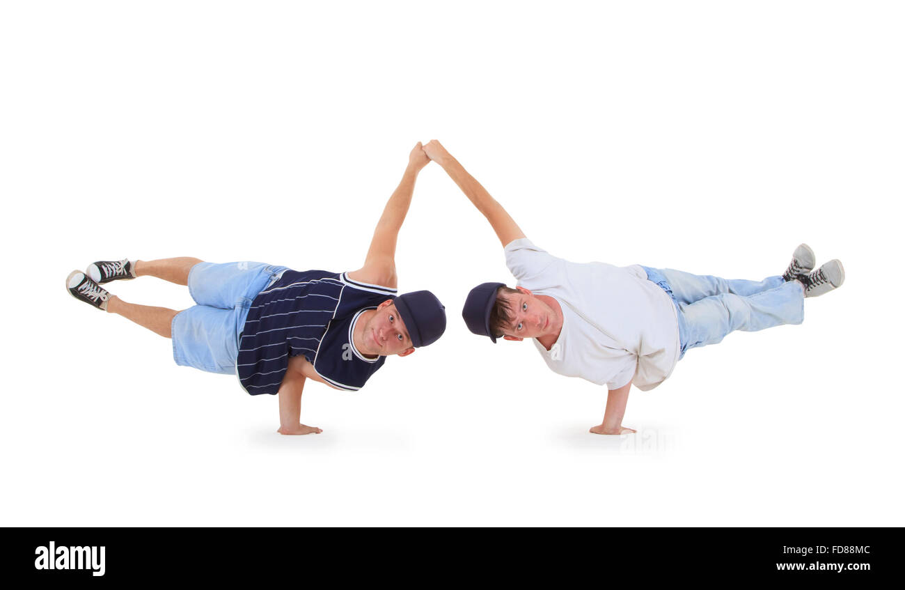 Teenager tanzen Breakdance in Aktion Stockfoto