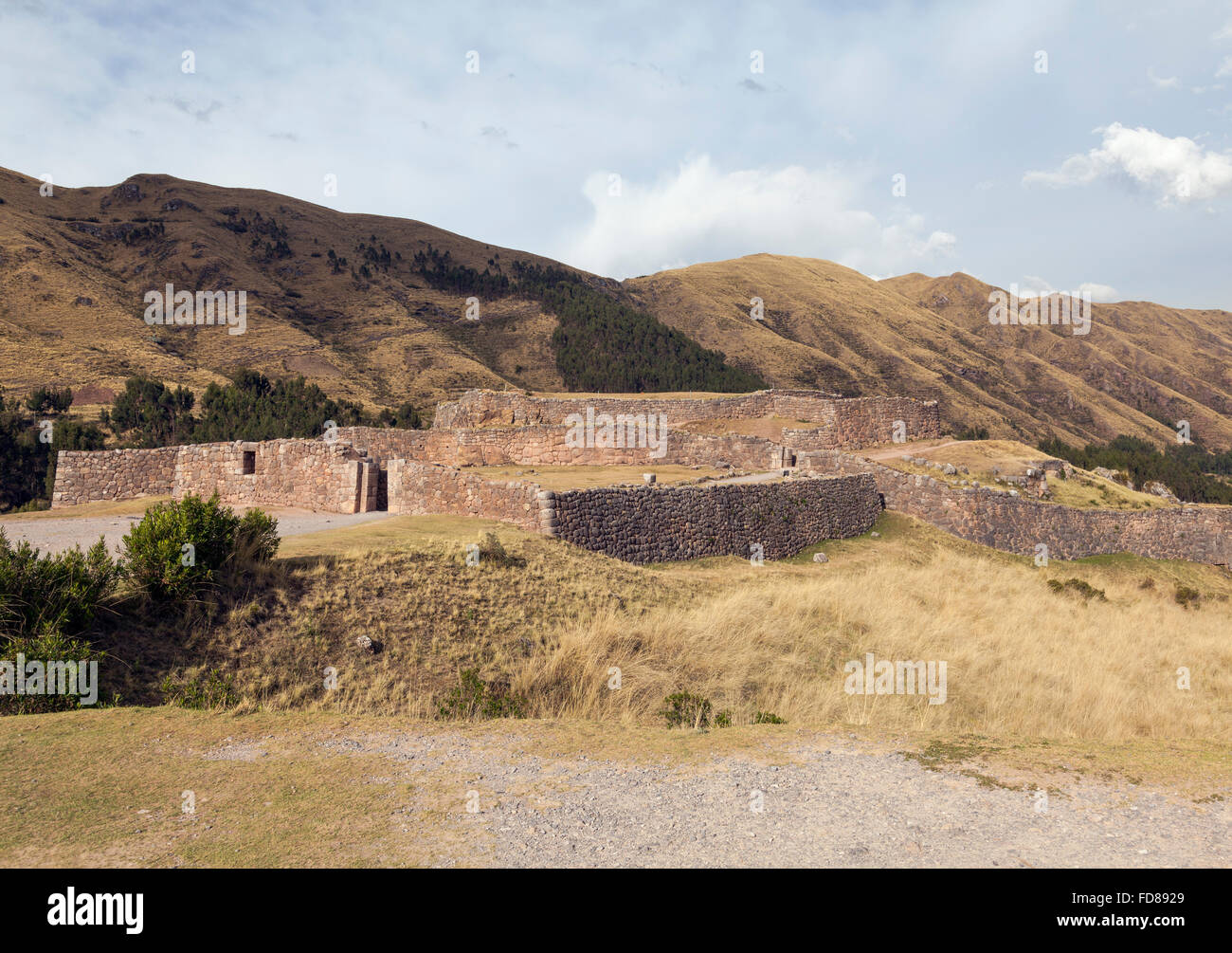 Inka-Ruinen in Puka Pukara, Cusco, Peru Stockfoto