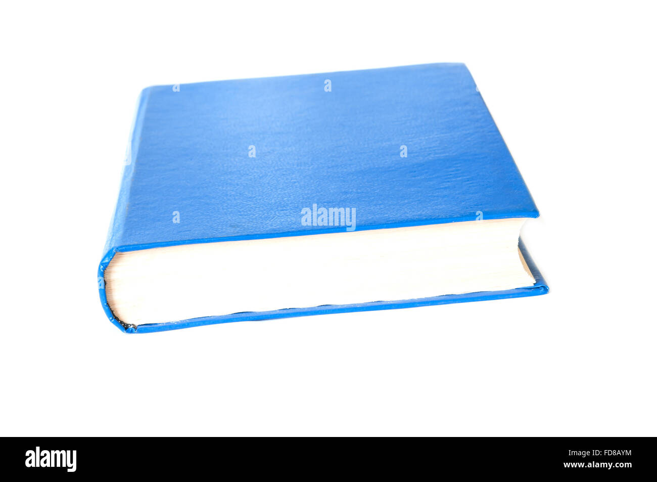 einfache blaue Hardcover-Buch isoliert auf weißem Hintergrund Stockfoto