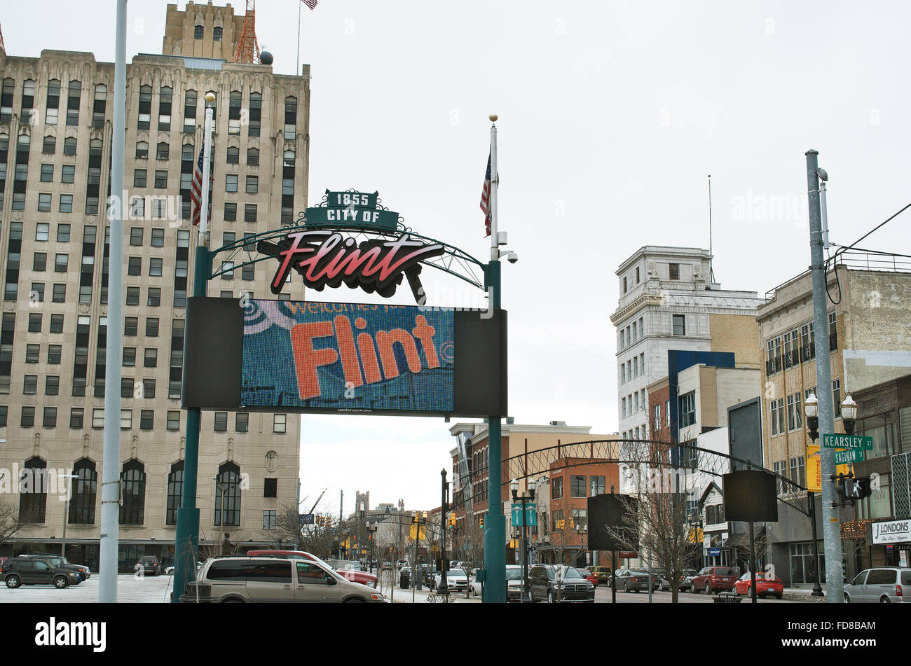 Die Innenstadt von Flint, Michigan USA Stockfoto