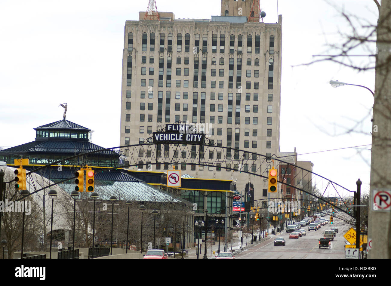 Die Innenstadt von Flint, Michigan USA Stockfoto