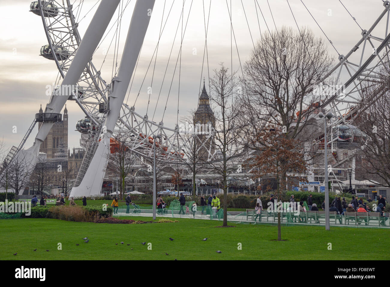 Auszug aus dem London Eye mit Big Ben im Hintergrund Vereinigtes Königreich Stockfoto