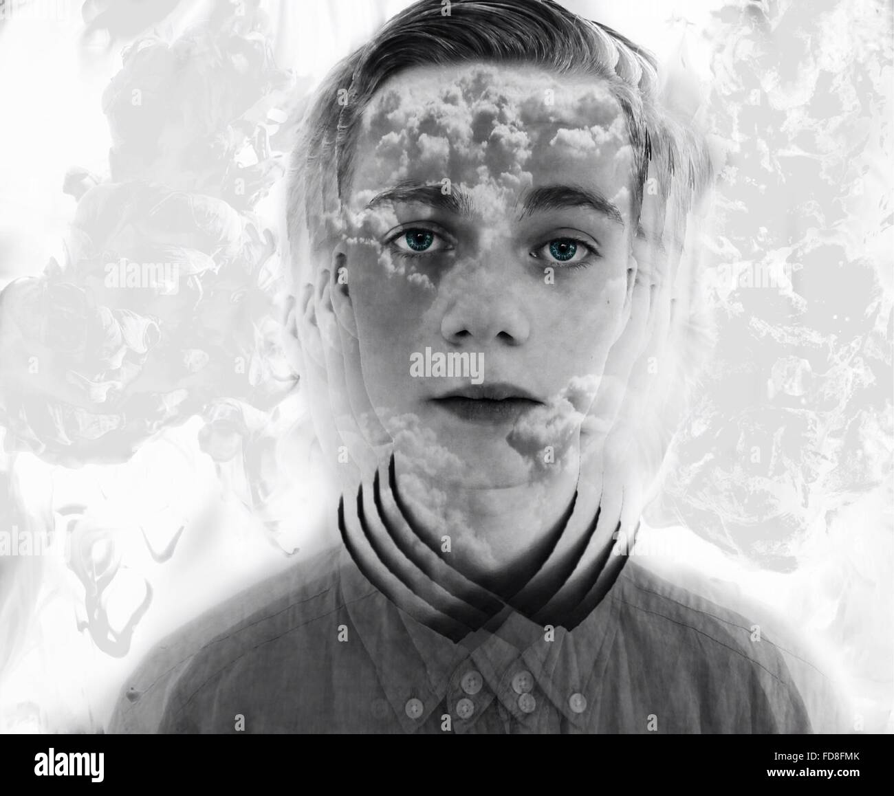 Digital Composite Porträt des jungen Mannes Stockfoto