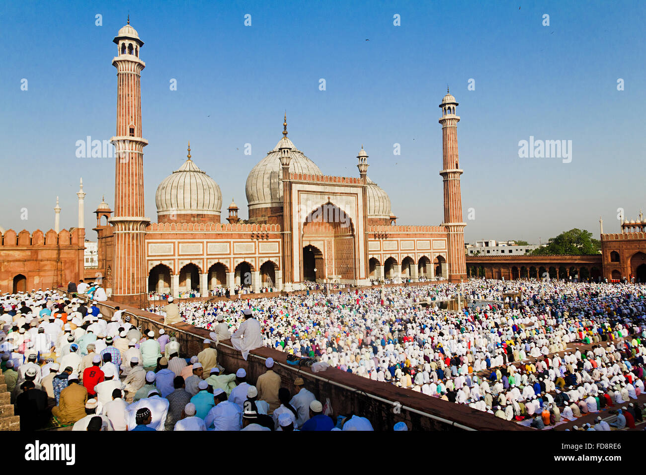 Gruppen Massen Muslime Jama Maszid Id Milap Stockfoto