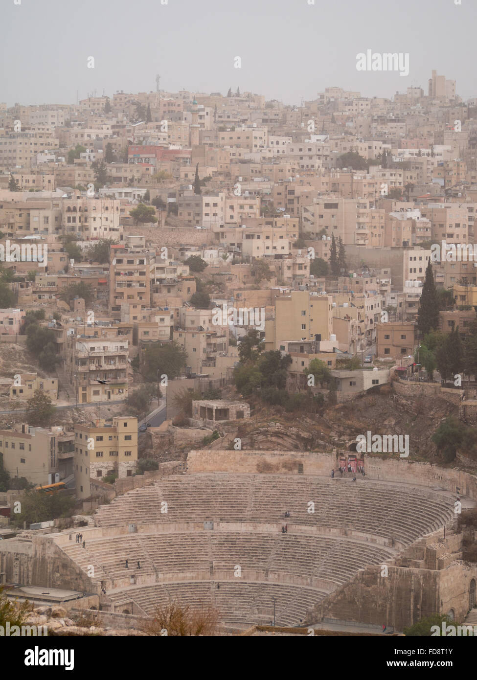 Amman römische Theater von Amman Zitadelle aus gesehen Stockfoto