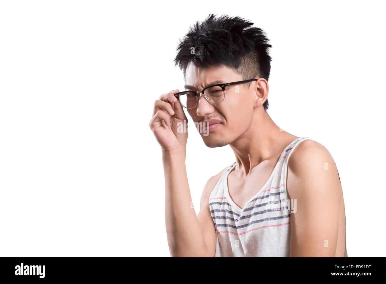 Porträt des jungen Menschen angewidert Stockfoto