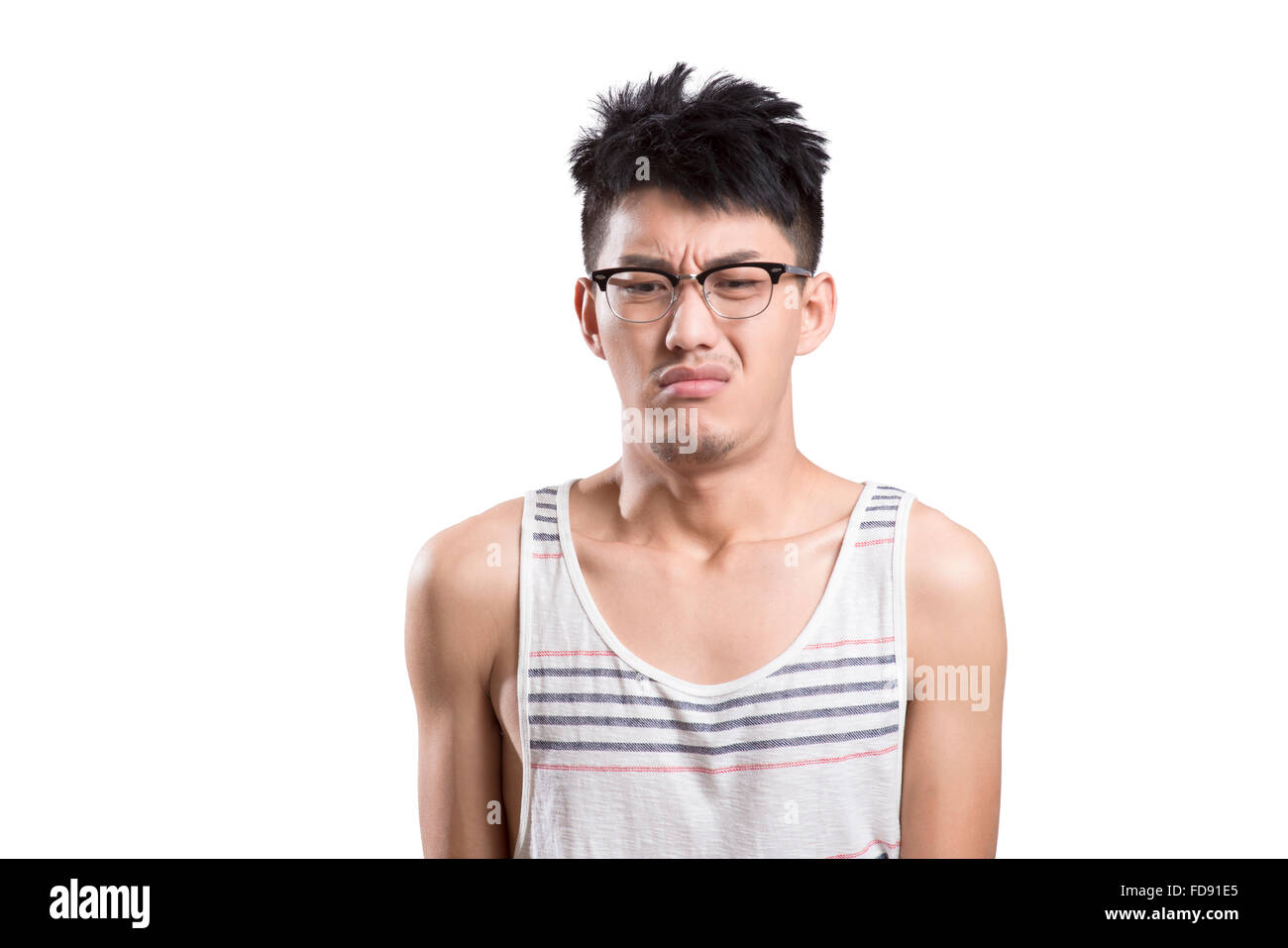 Porträt des jungen Menschen angewidert Stockfoto