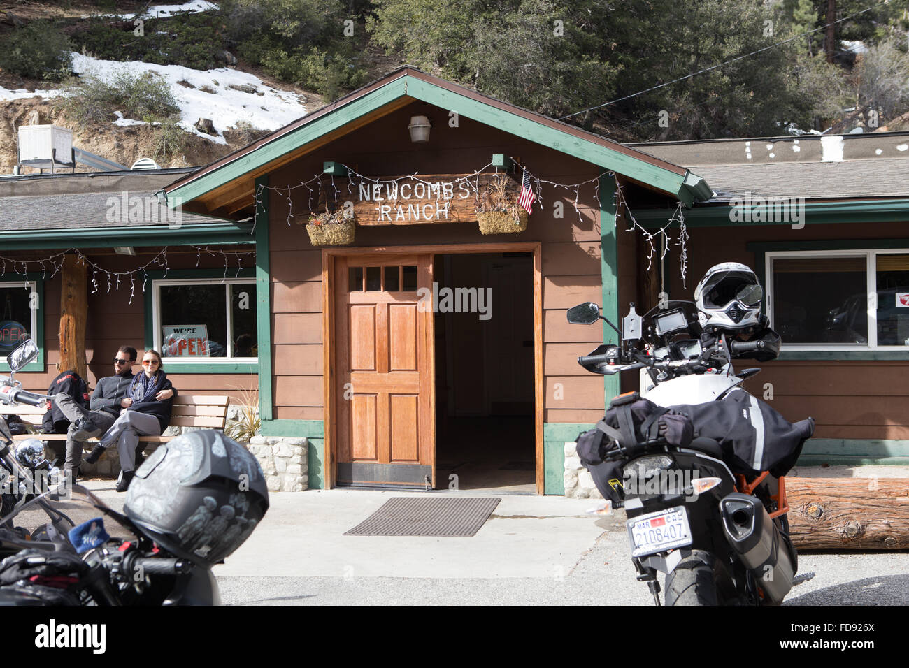 Newcomb Ranch ist ein Roadhouse auf Angeles National Forest ist ein beliebter Zwischenstopp für Motorradfahrer auf der Autobahn Angeles Kamm Stockfoto