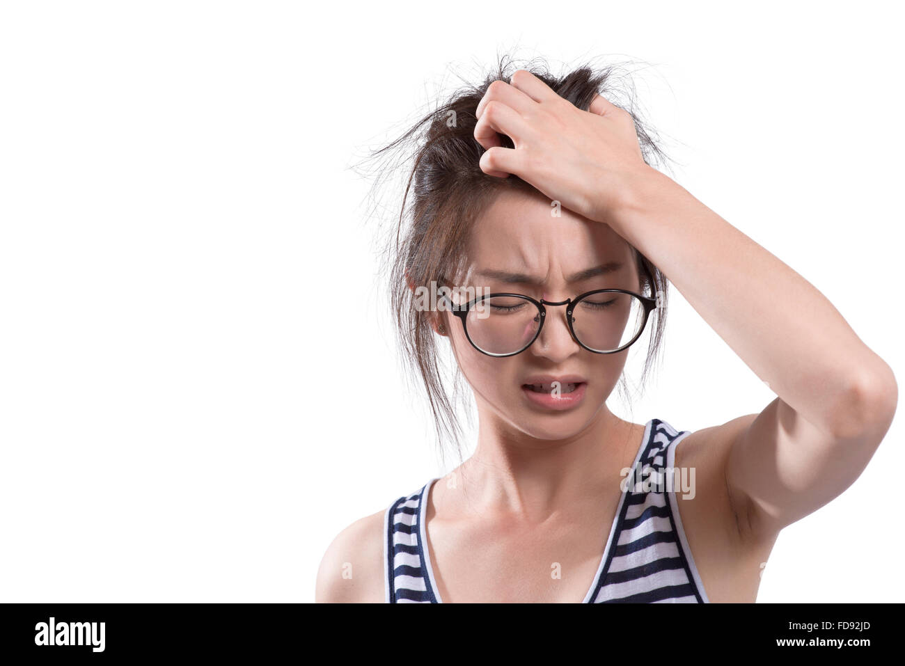 Porträt der jungen Frau ausgeflippt Stockfoto