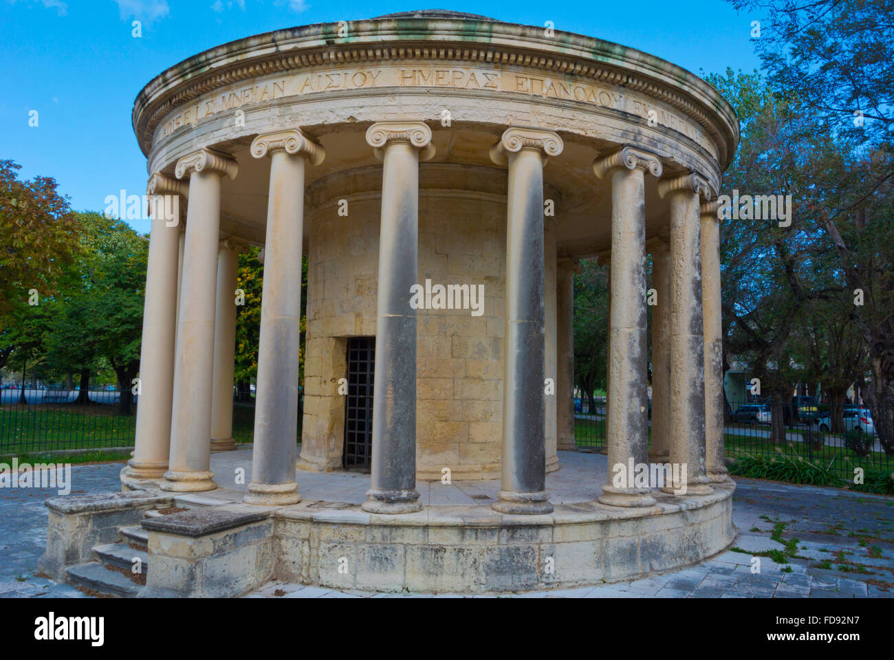 Mnimio Maitlant, Maitland Denkmal, Klavier Platia, Spianada Park, Korfu, Ionische Inseln, Griechenland Stockfoto