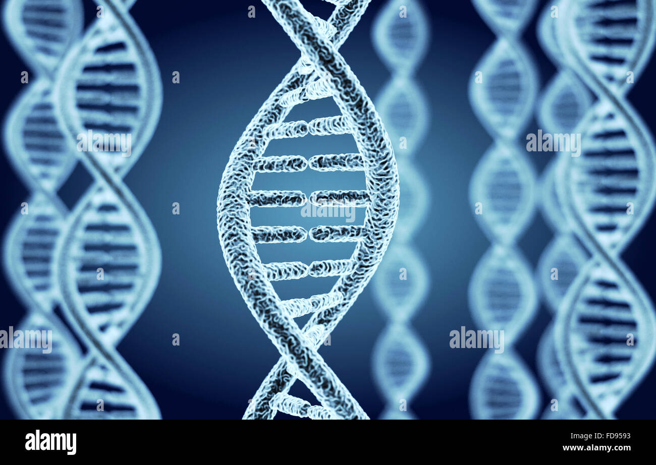 Abstrakte DNA Spiralmodell (durchgeführt in 3d) Stockfoto