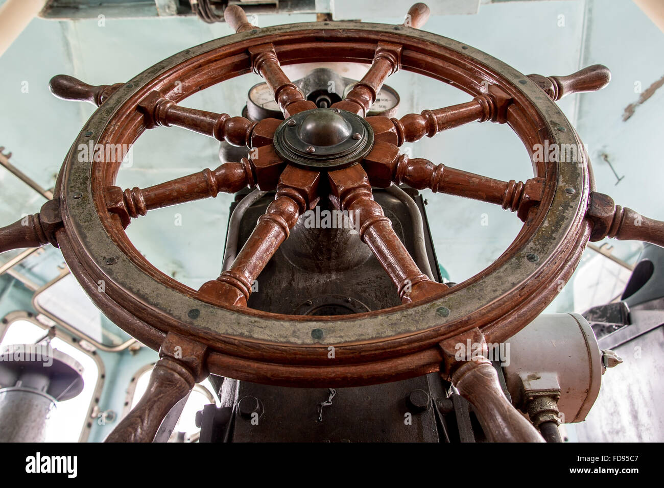 Steuerhaus auf dem Boot Stockfoto