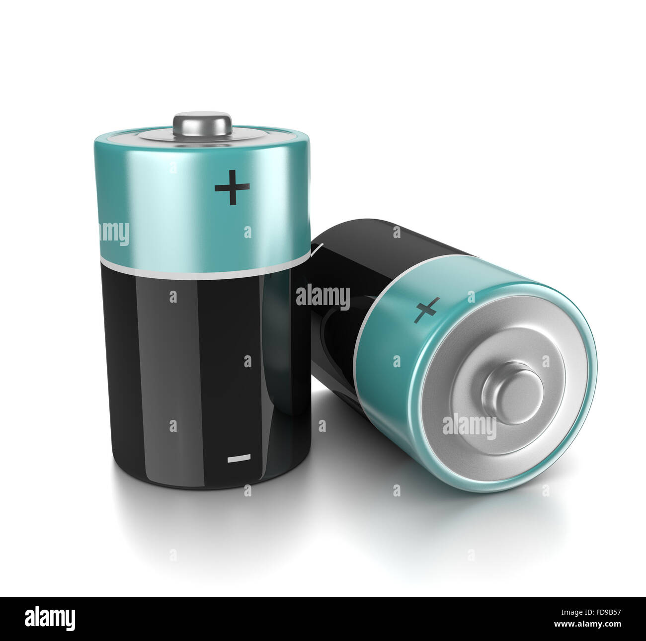 Zwei elektrische Batterien, Isolated on White Background Illustration Stockfoto