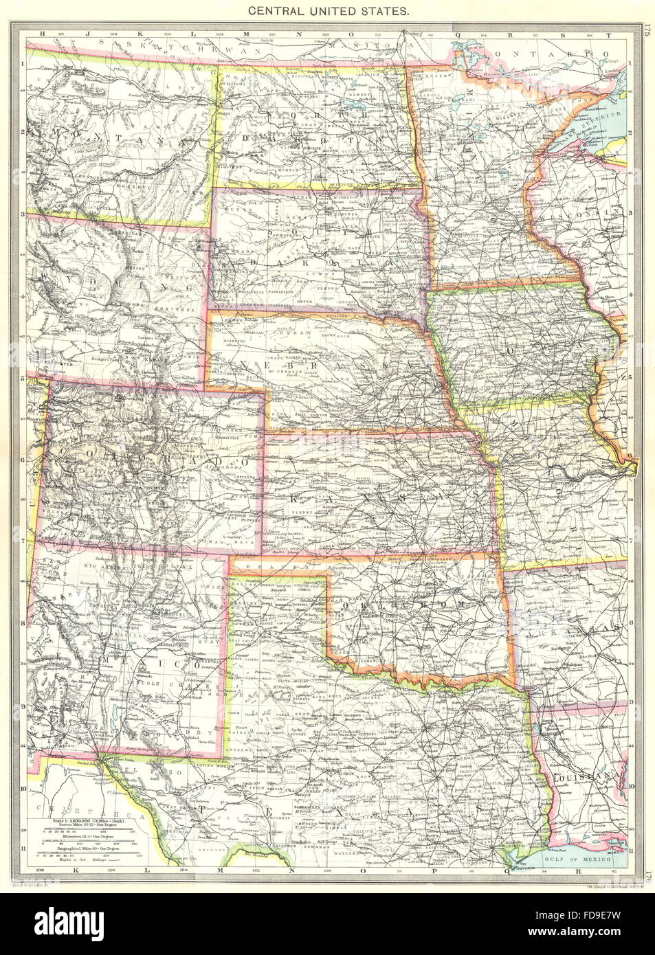 USA: USA, 1907 Antike Landkarte Stockfoto