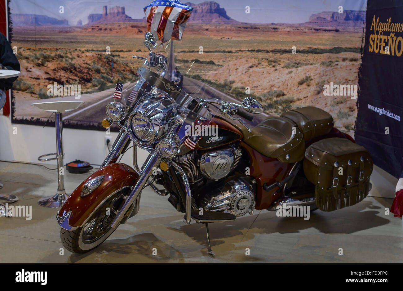 Eine Motorrad-Ansicht in Messe Fitur Madrid, Spanien Stockfoto