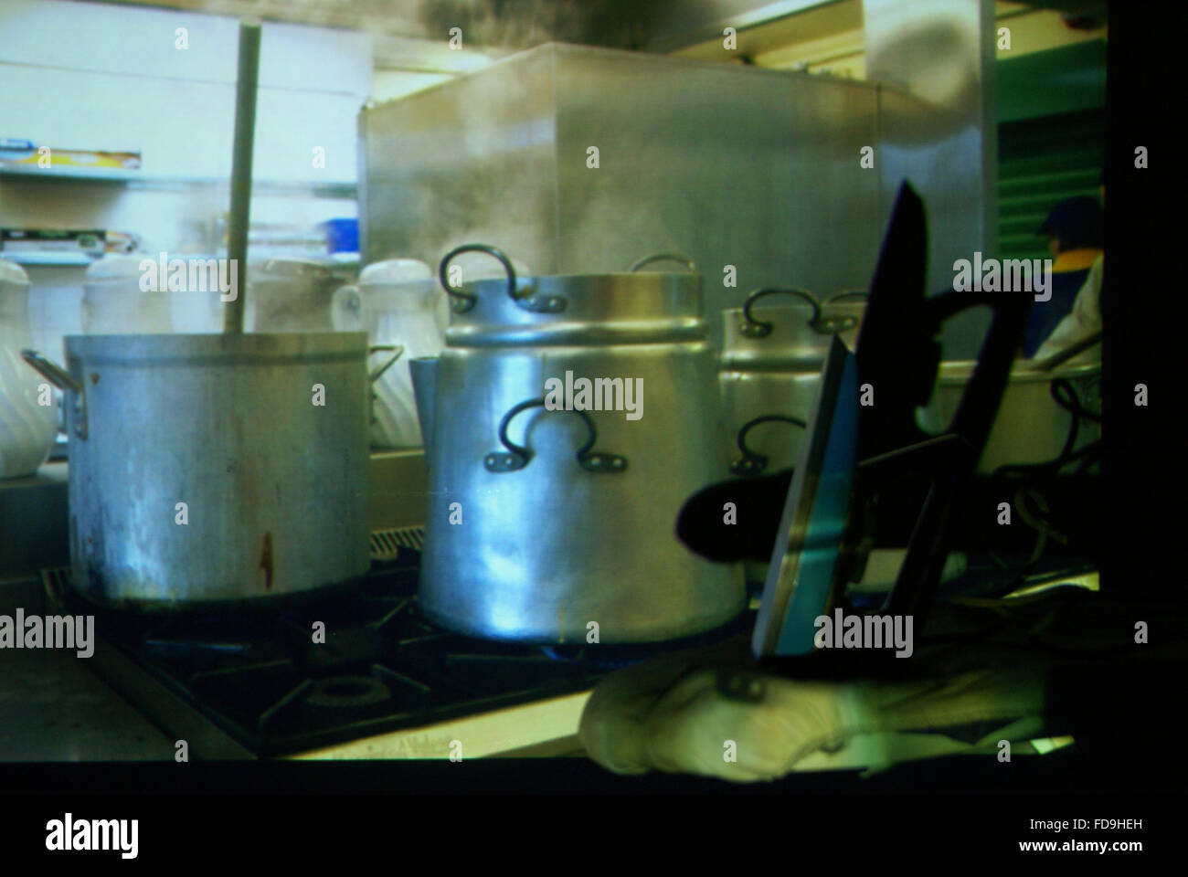 Projizierte Bild der Großküche, über eine Retro-Eisen auf einem Eber Stockfoto