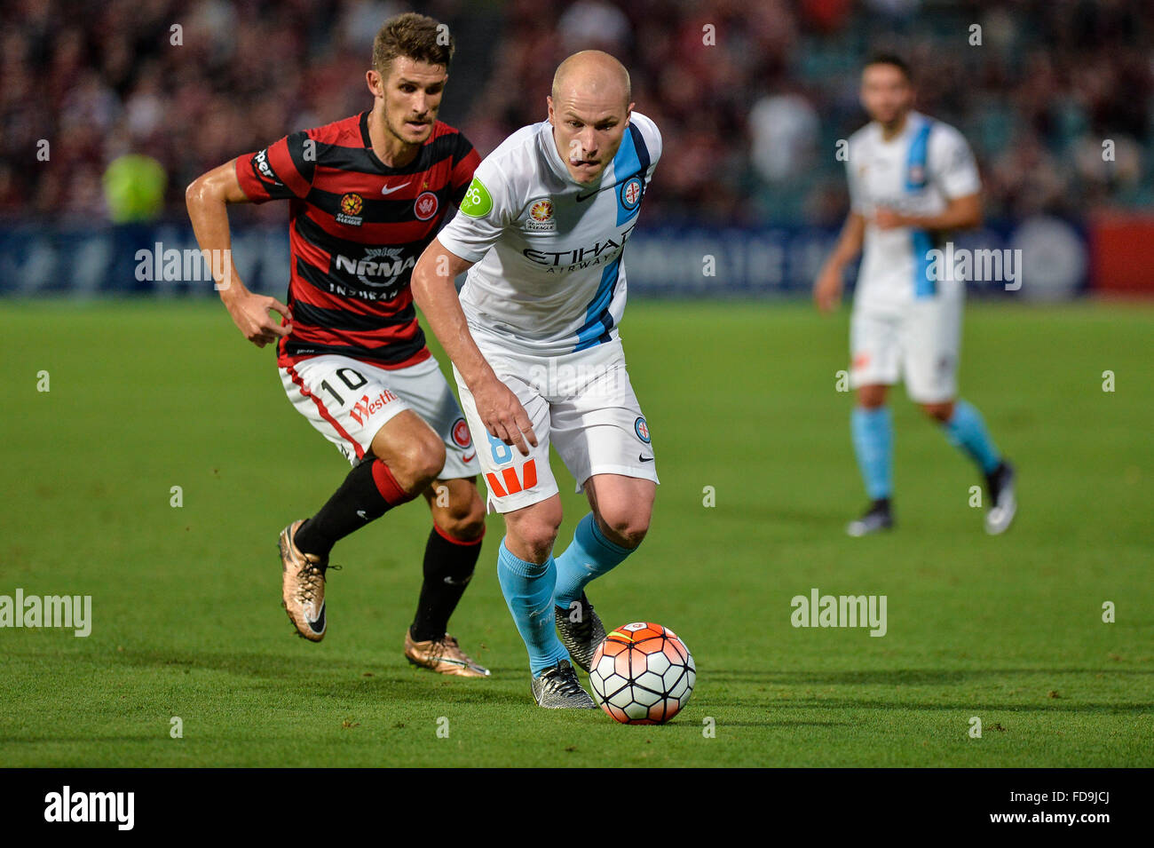 Pirtek Stadion, Parramatta, Australien. 29. Januar 2016. Hyundai A-League. Western Sydney Wanderers V Melbourne City. Melbourne-Mittelfeldspieler Aaron Mooy in Aktion. Bildnachweis: Aktion Plus Sport/Alamy Live-Nachrichten Stockfoto