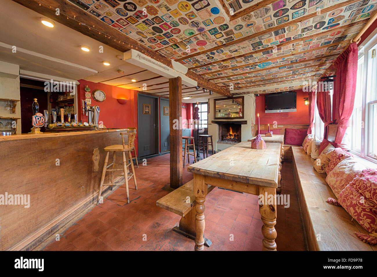 Das Innere der Bar Bereich im traditionellen englischen Pub, der Herzog von Wellington Willingham Cambrudgeshire UK Stockfoto