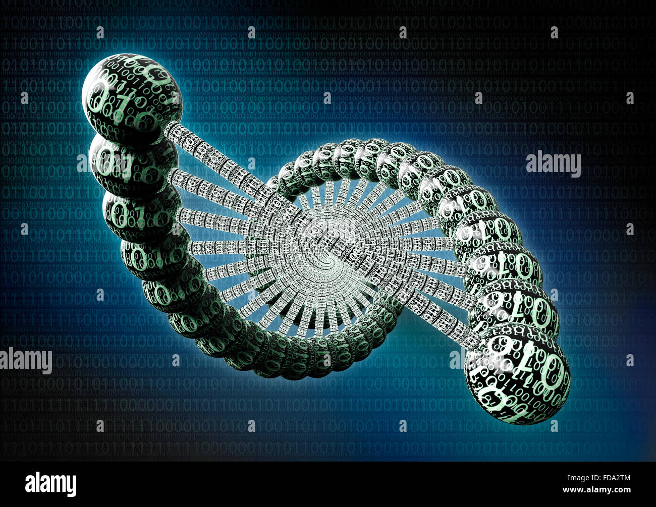 Doppel-Helix Dna aus binären Computercode gemacht Stockfoto