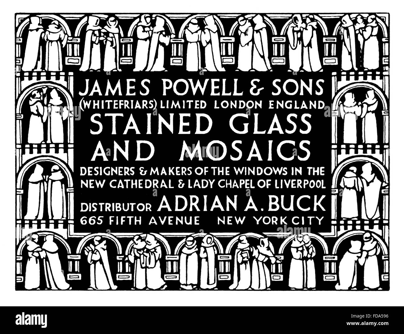 James Powell & Söhne, Glasmalereien und Mosaiken Maker, London, Werbung von 1926 International Studio Magazin Stockfoto