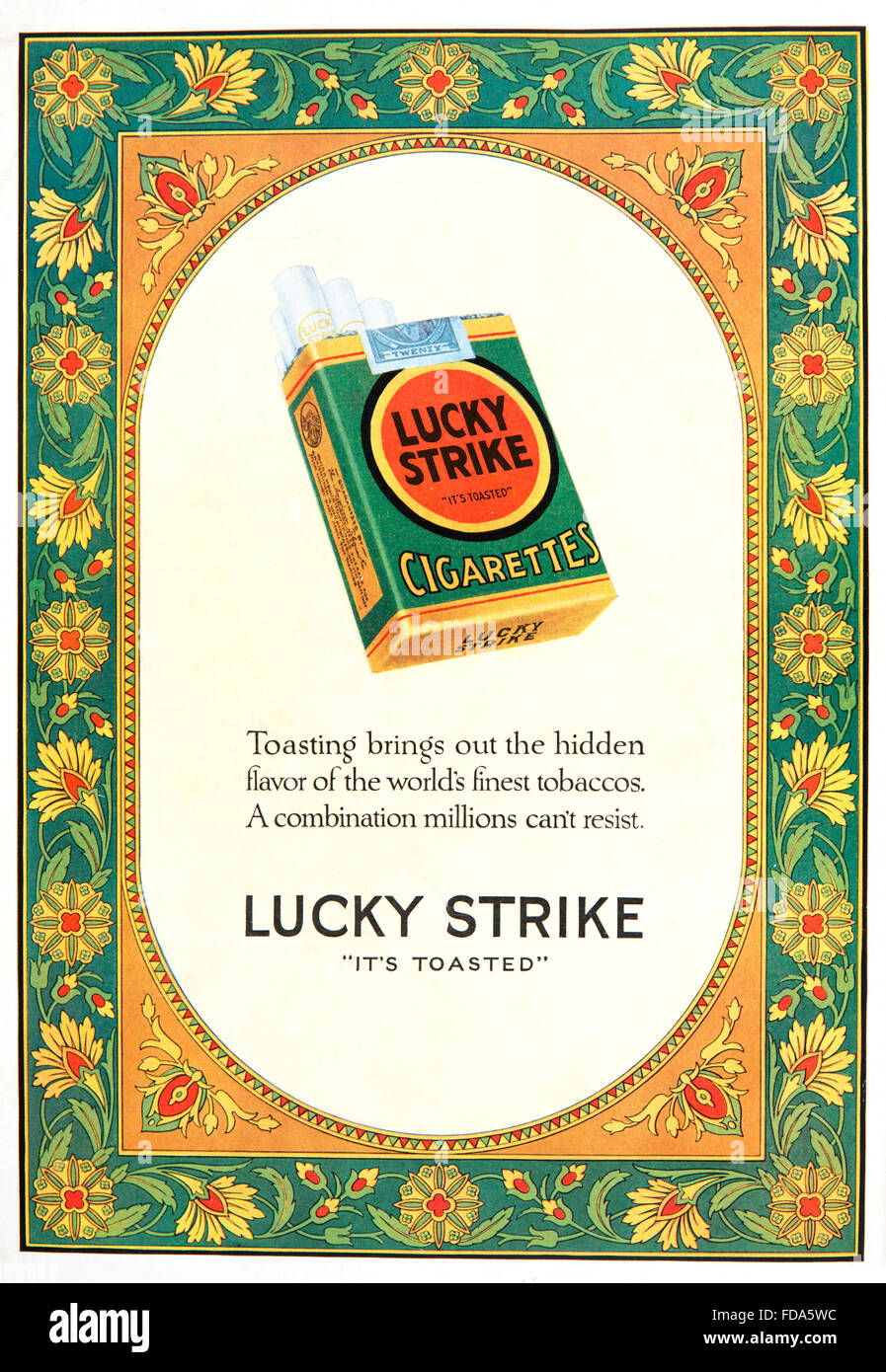 1920er Jahre Lucky Strike Zigaretten Werbung von 1926, International, Studio, Magazin Stockfoto