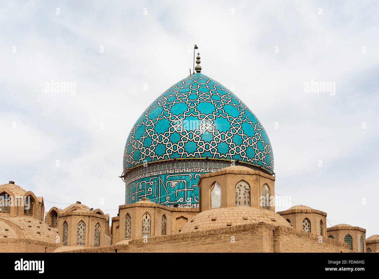 Grabmoschee, türkisfarbenen Kuppel verziert mit Sternen, Mausoleum von Shah Nimatullah Wali, Shi'ite Sufismus, Mahan Stockfoto