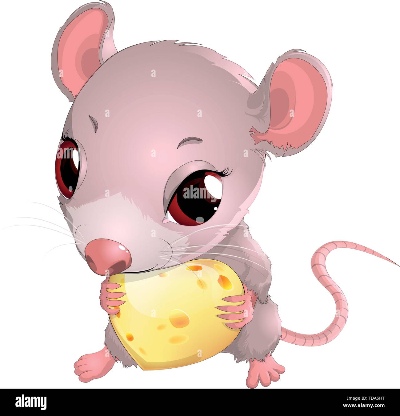 Süße Maus halten Käse Stock Vektor