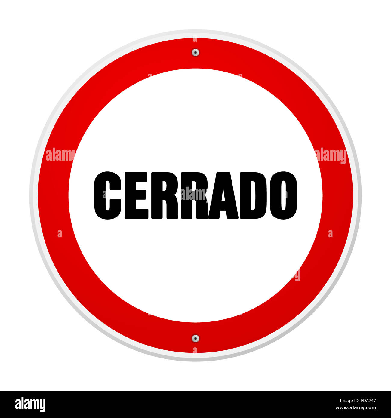 Geschlossene Cerrado-Schild in weiß und rot Stockfoto