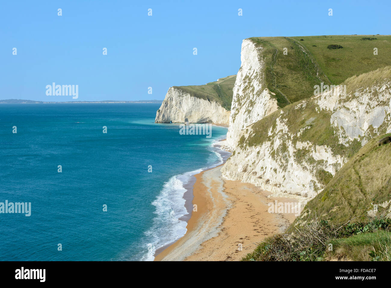 Blick nach Westen von Durdle Door, West Lulworth, Dorset, England, UK Stockfoto