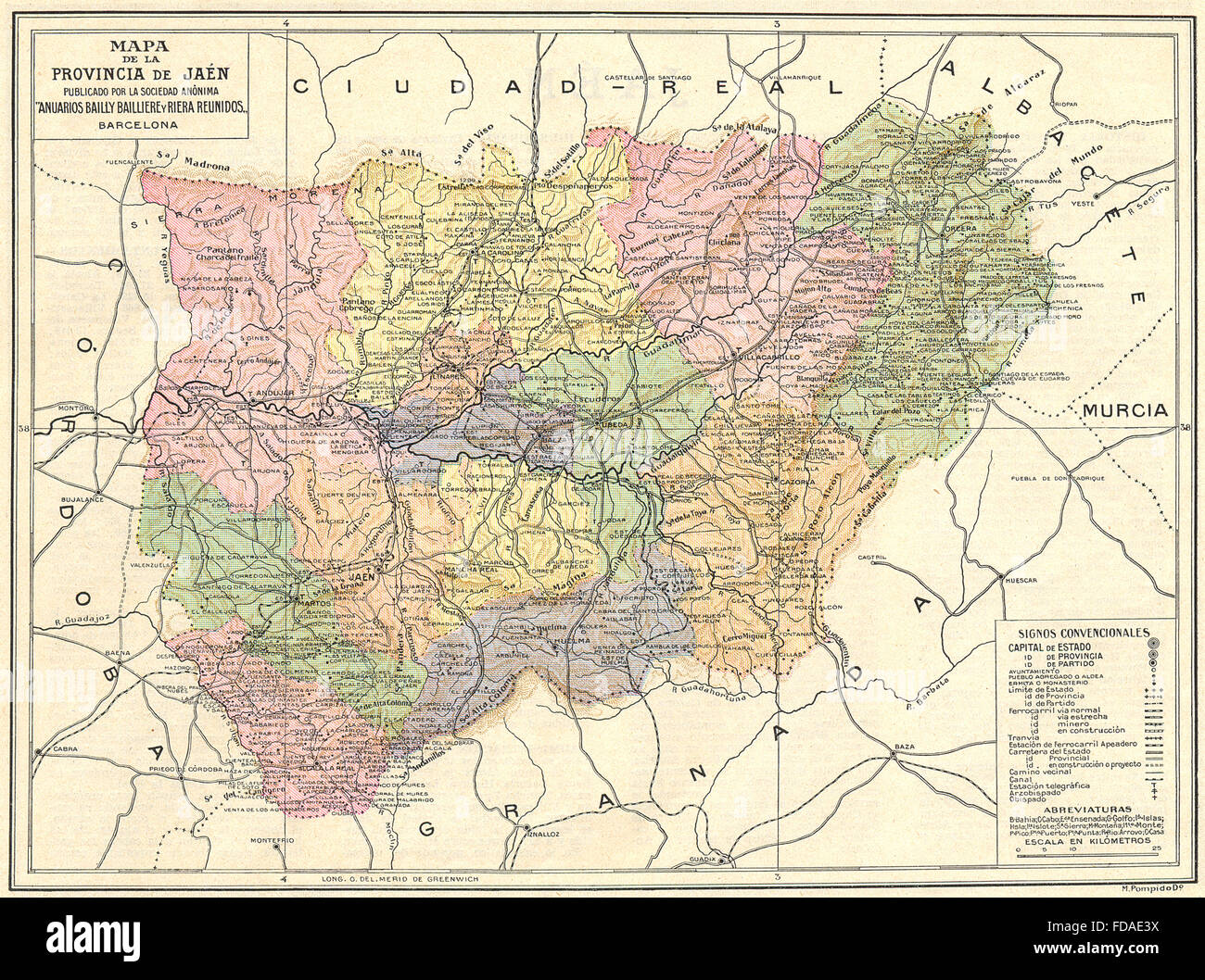 Spanien Mapa De La Provincia de Jaén, 1913 Stockfotografie Alamy