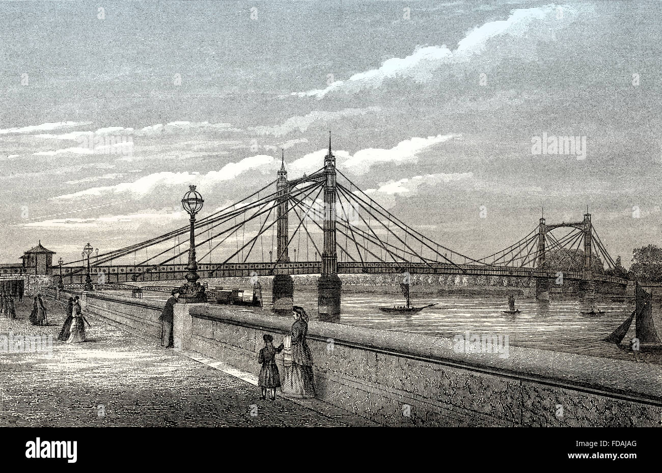 Die Albert Bridge über die Themse, 1880, West-London, England Stockfoto