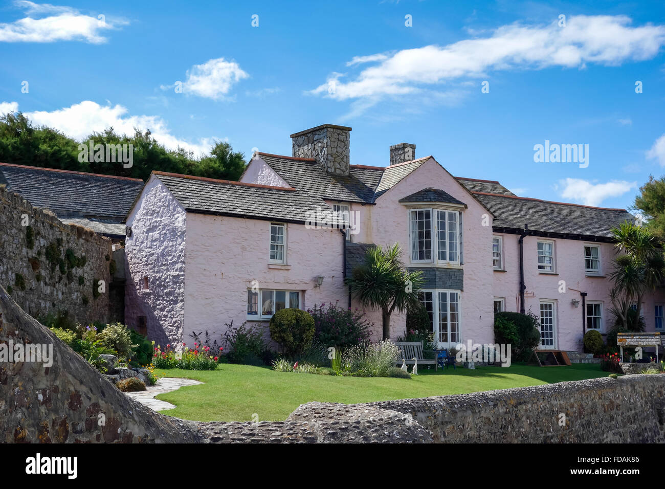 Traditionelles Steinhaus in Bude Stockfoto